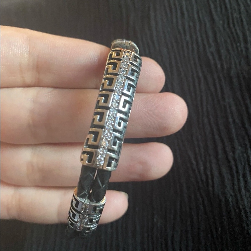 925 Sterling Silver Turkish Handmade Leather Bracelet 15.7 Gr - Picture 4 of 5